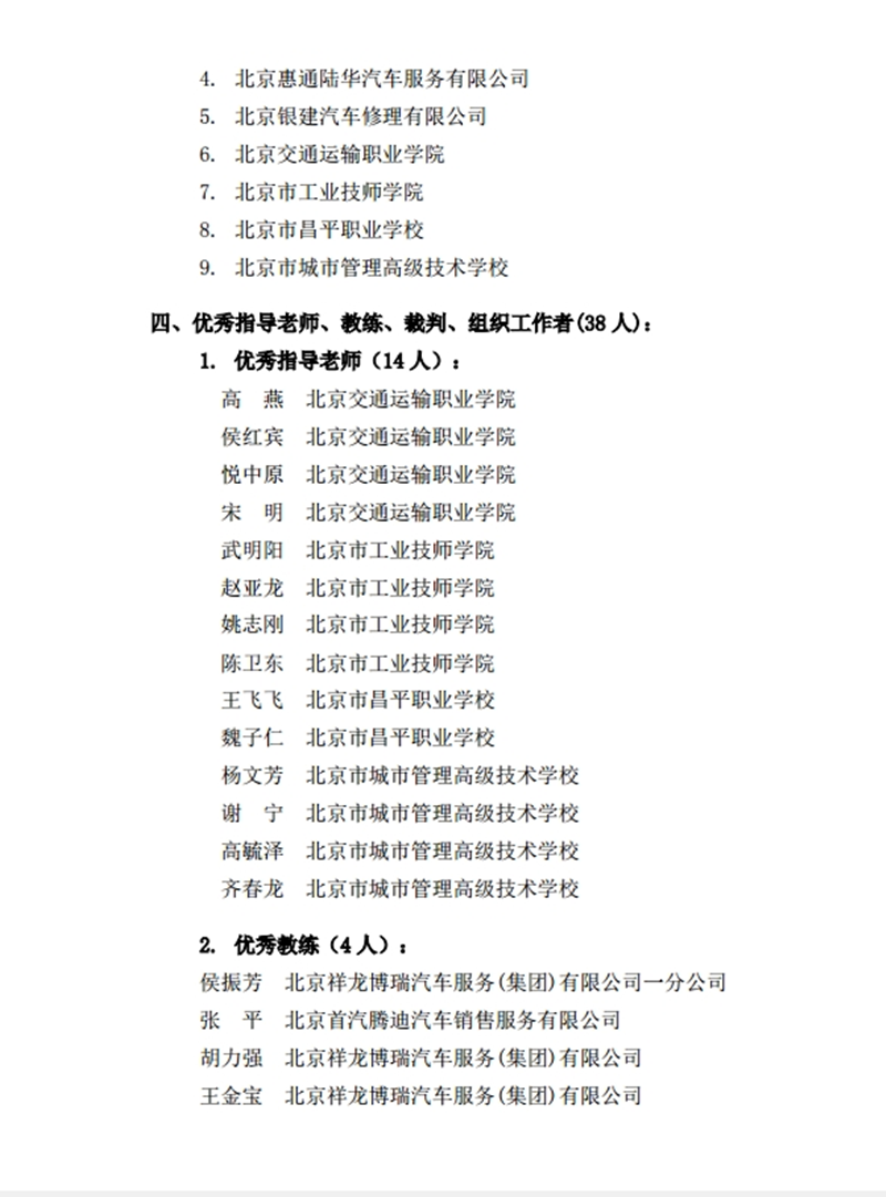 北京汽车维修行业协会关于汽车维修服务职业技能竞赛表彰决定(图5)