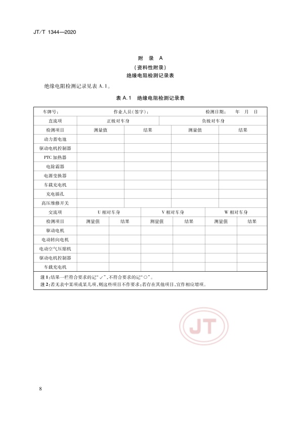 JT-T 1344-2020  纯电动汽车维护、检测、诊断技术规范(图11)